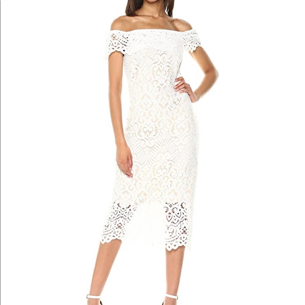 Shoshanna off-the-shoulder Madison lace dress